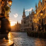 Bruxelle grande place, ruelle au golden hour