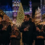 Bruxelles Grand Place Noël : sapin illuminé et chalets sur la Grand-Place