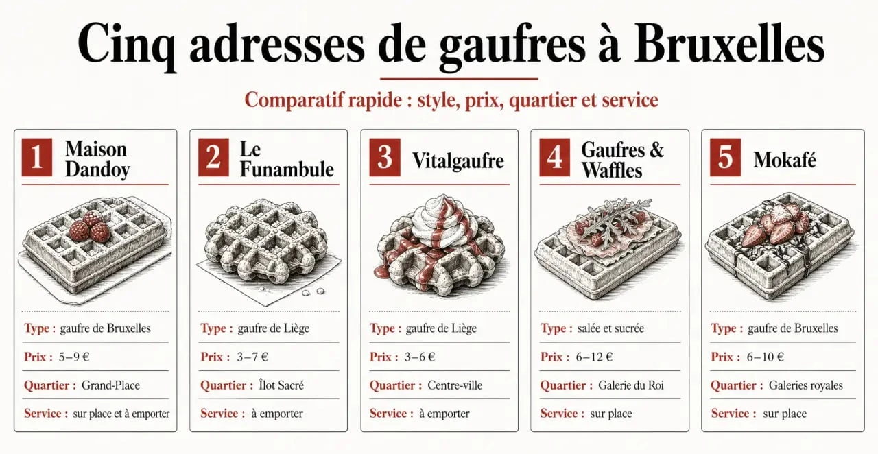 Bruxelles gaufres : comparatif des meilleures adresses, prix et styles à Bruxelles
