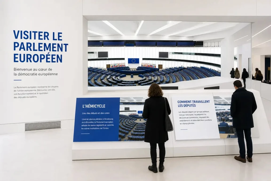 Visiter le parlement européen bruxelles, aperçu de l'hémicycle et de l'espace visiteurs