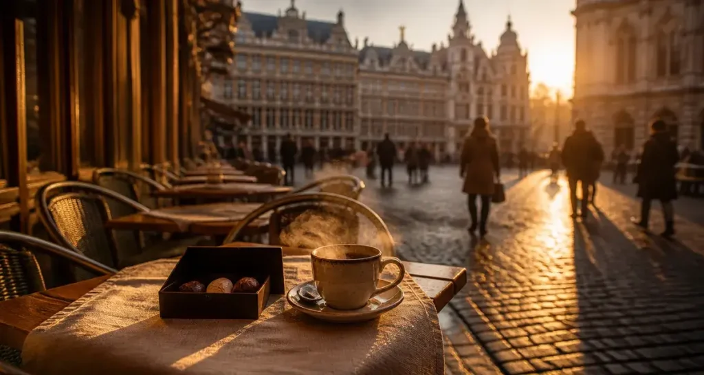 Meilleure période pour visiter Bruxelles : terrasse de brasserie près de la Grand-Place
