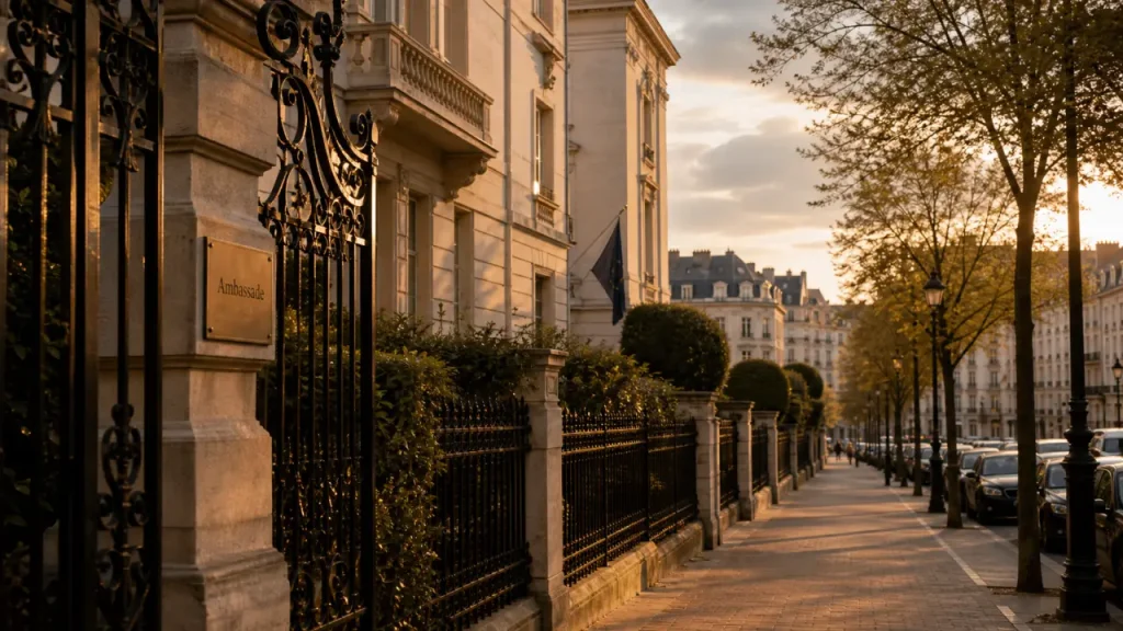 Quartier des ambassades bruxelles Roosevelt : vue golden hour de l’avenue Franklin Roosevelt et villa