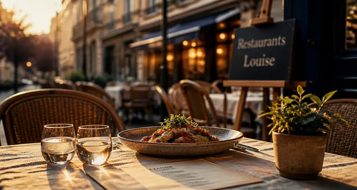 Terrasse sur l’avenue Louise à Bruxelles, restaurants avenue louise bruxelles au golden hour