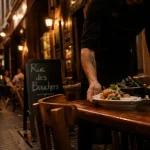 Rue des bouchers à Bruxelles : restaurants belges, moules-frites et terrasses.