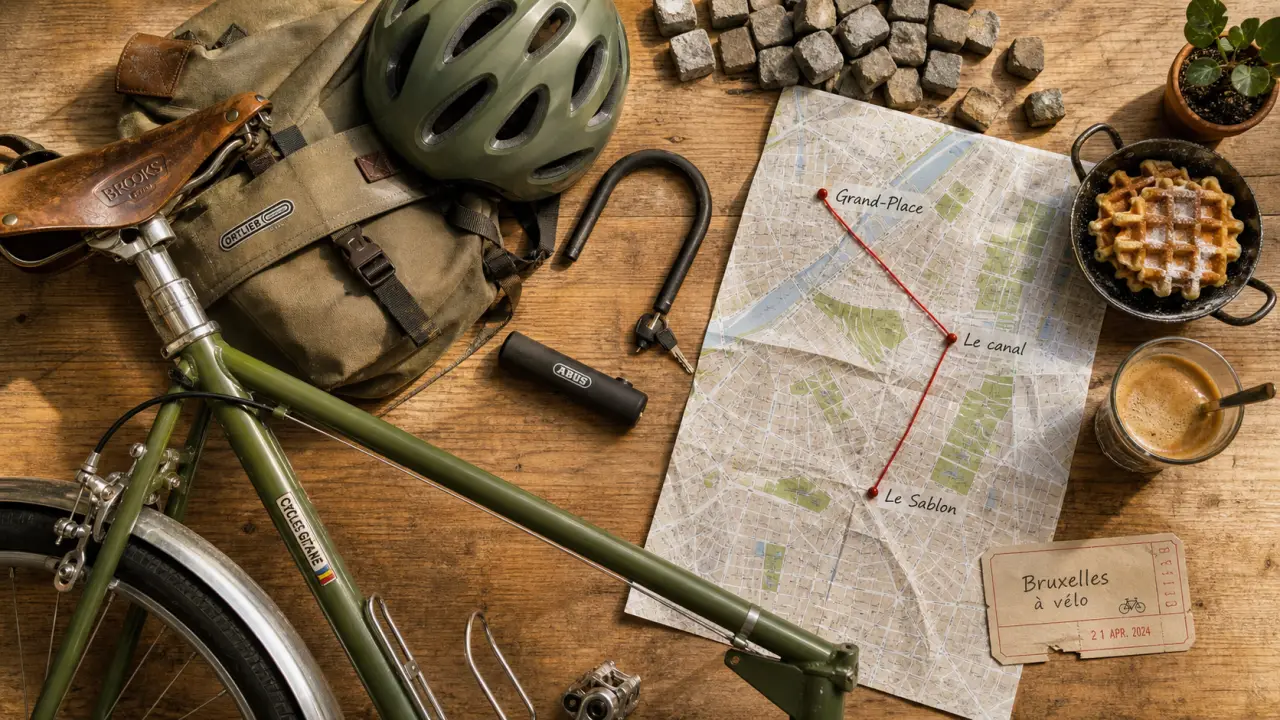 Visiter Bruxelles à vélo : carte et vélo sur pavés