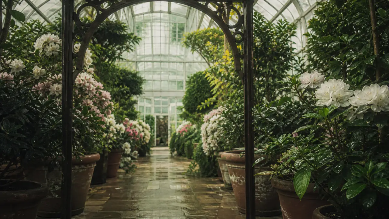 Visiter les serres royales de Bruxelles à Laeken : allée et verrière