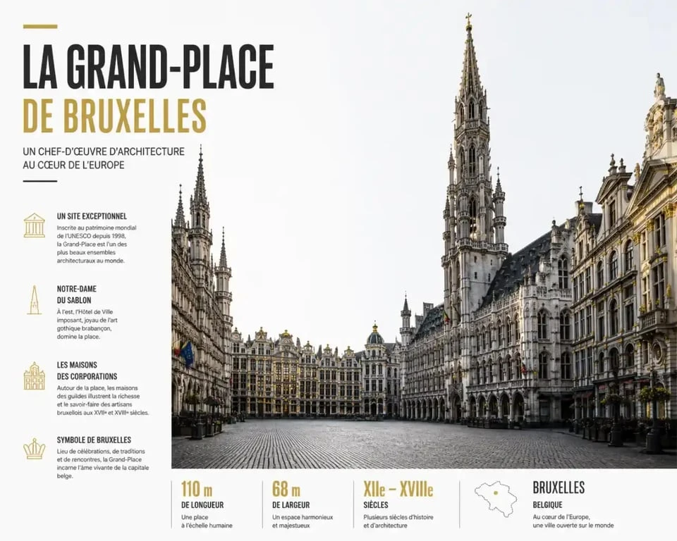 La Grand-Place de Bruxelles à proximité immédiate du parking.