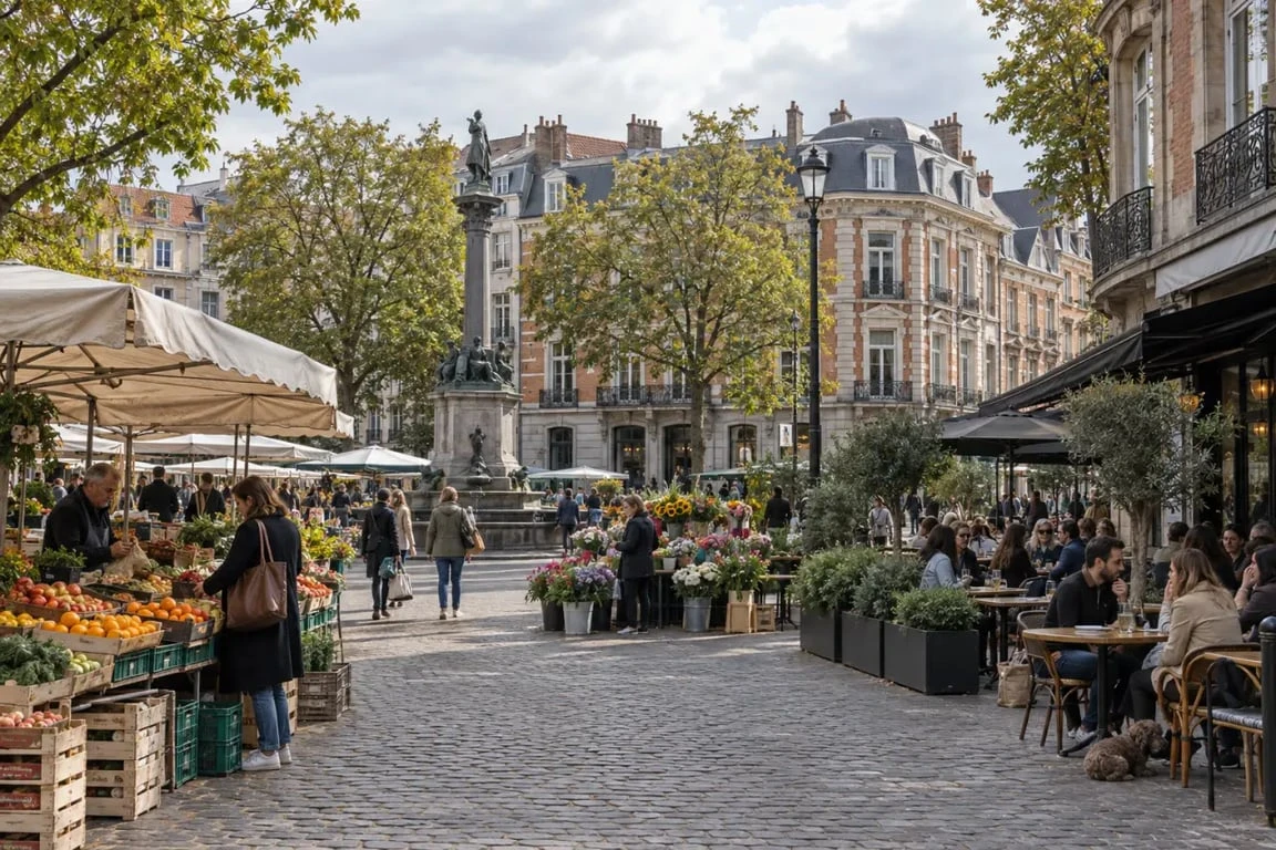 Quartier du Châtelain à Bruxelles : place et marché du mercredi