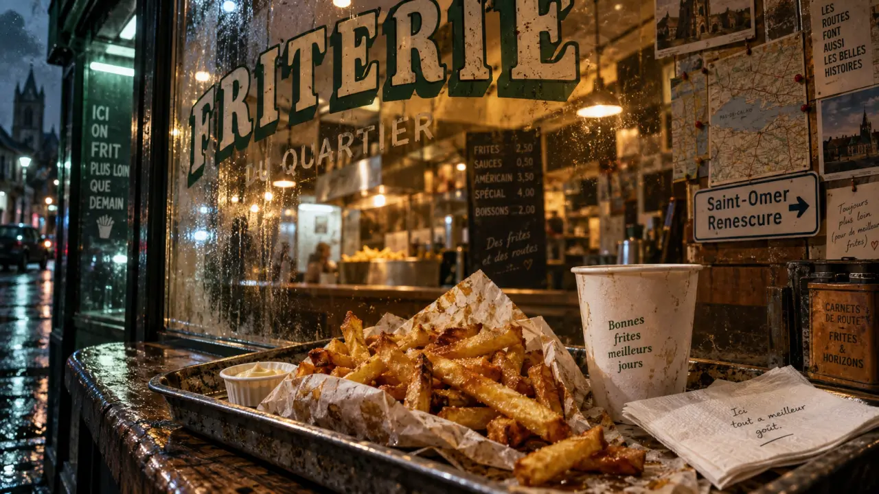 Friterie Amélie à Saint-Omer ou Renescure, devant la vitrine