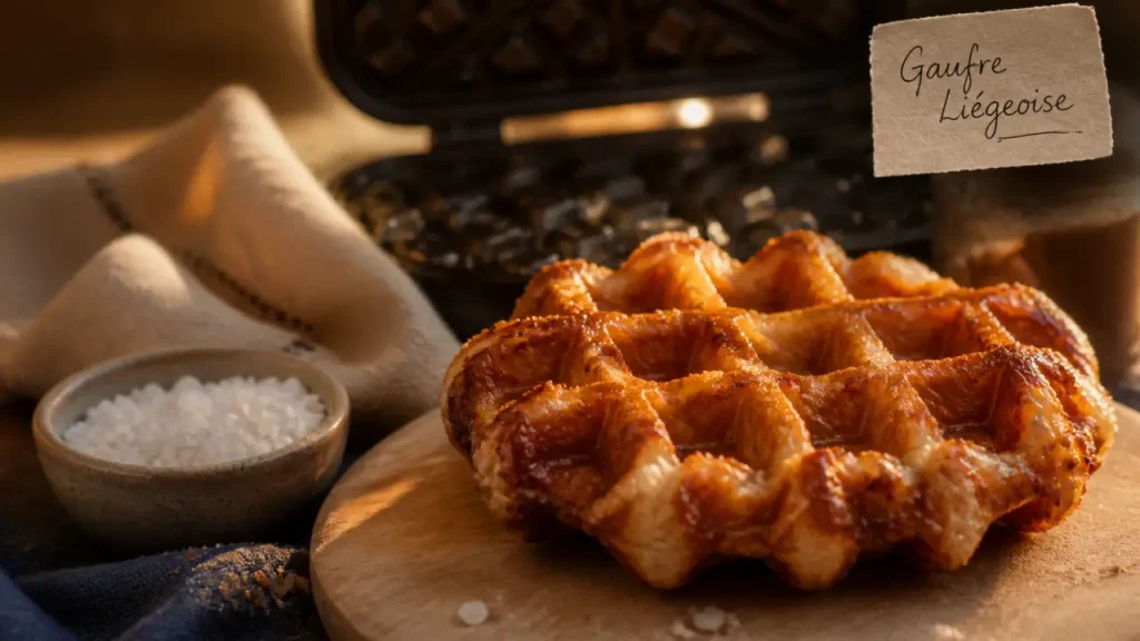 Gaufre liégeoise au sucre perlé tiède