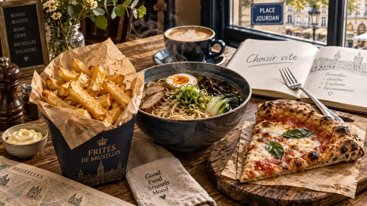 Restaurants place Jourdan Bruxelles : frites, ramen et pizza à emporter