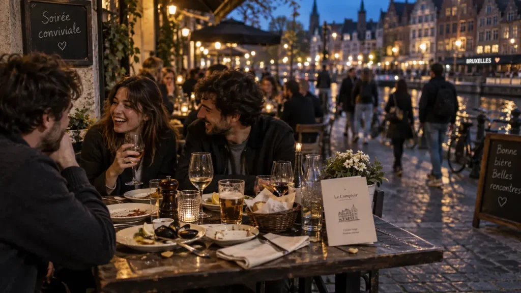 Restaurants place sainte catherine bruxelles, soirée conviviale sur la terrasse