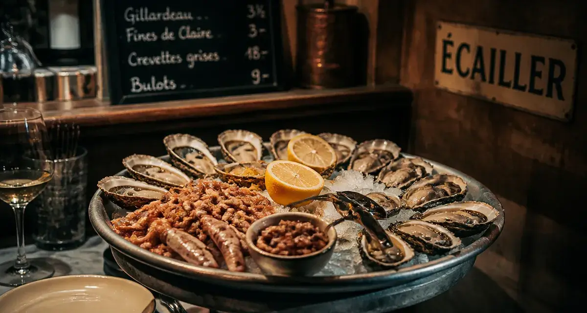 Restaurants poissons Bruxelles : plateau de fruits de mer, huîtres et crevettes