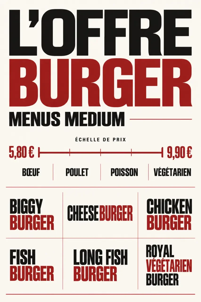 Guy's Burger : prix des menus et catégories de burgers, du cheeseburger au burger végétarien