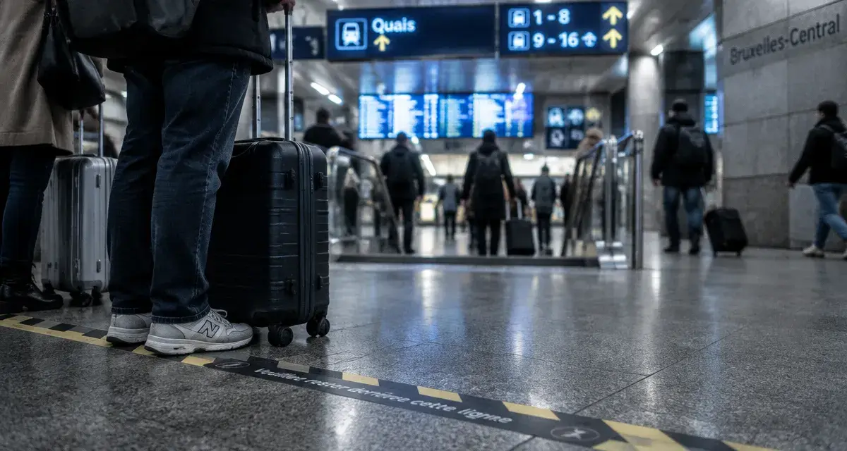 Gare centrale Bruxelles : voyageurs sur les quais